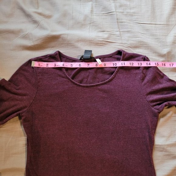 Medium H&M Basic Burgundy Long Sleeve Bodycon Dress - Picture 3 of 8